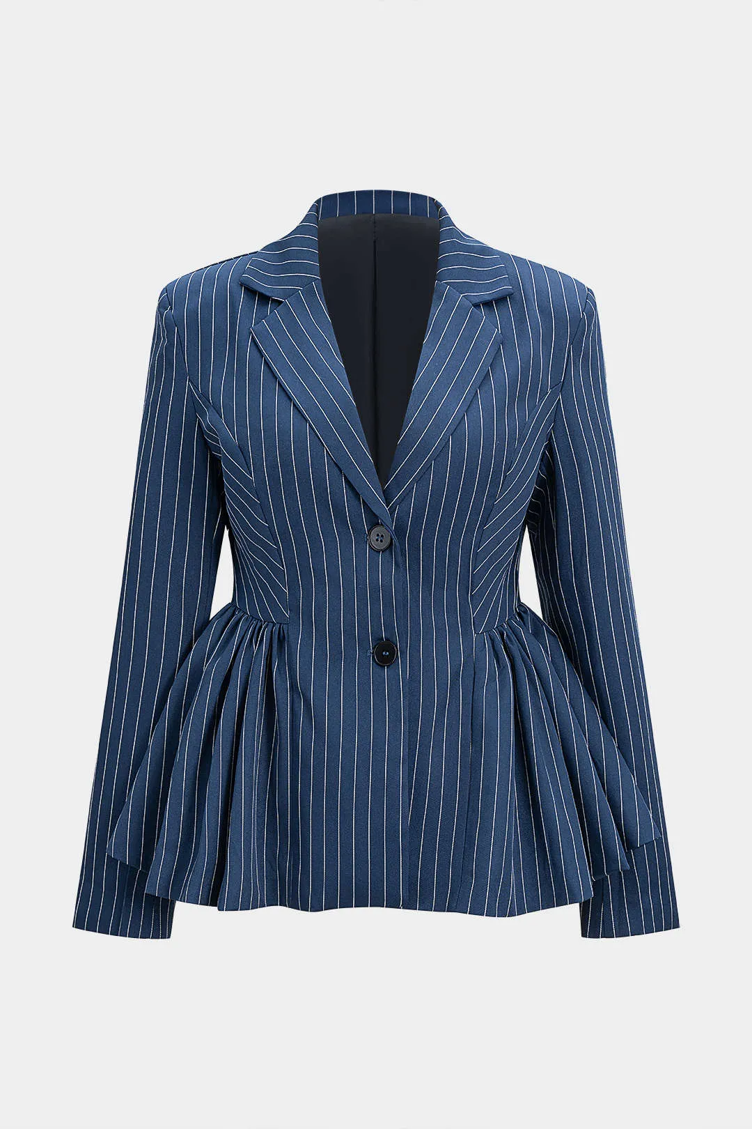 Stripes Print Ruched Shoulder Pads Blazer sold by Micas
