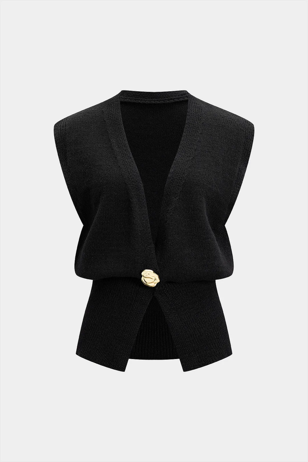 Knit Button V-Neck Vest sold by Micas