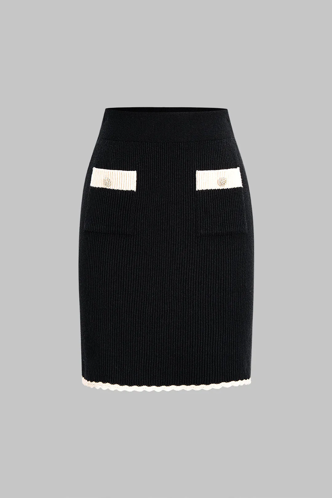 Knit Contrast High Waist Skirt sold by Micas