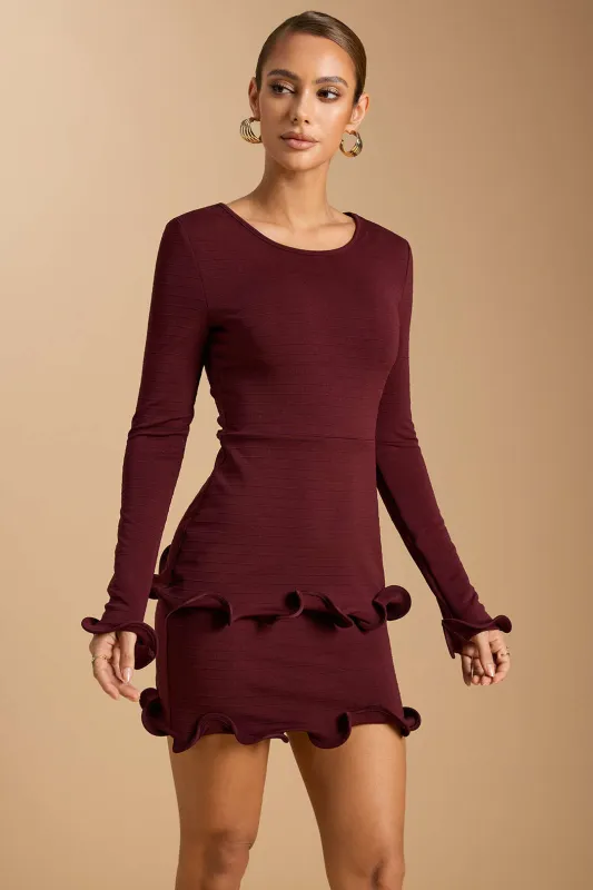 Ruffle Long Sleeve Mini Dress sold by Micas