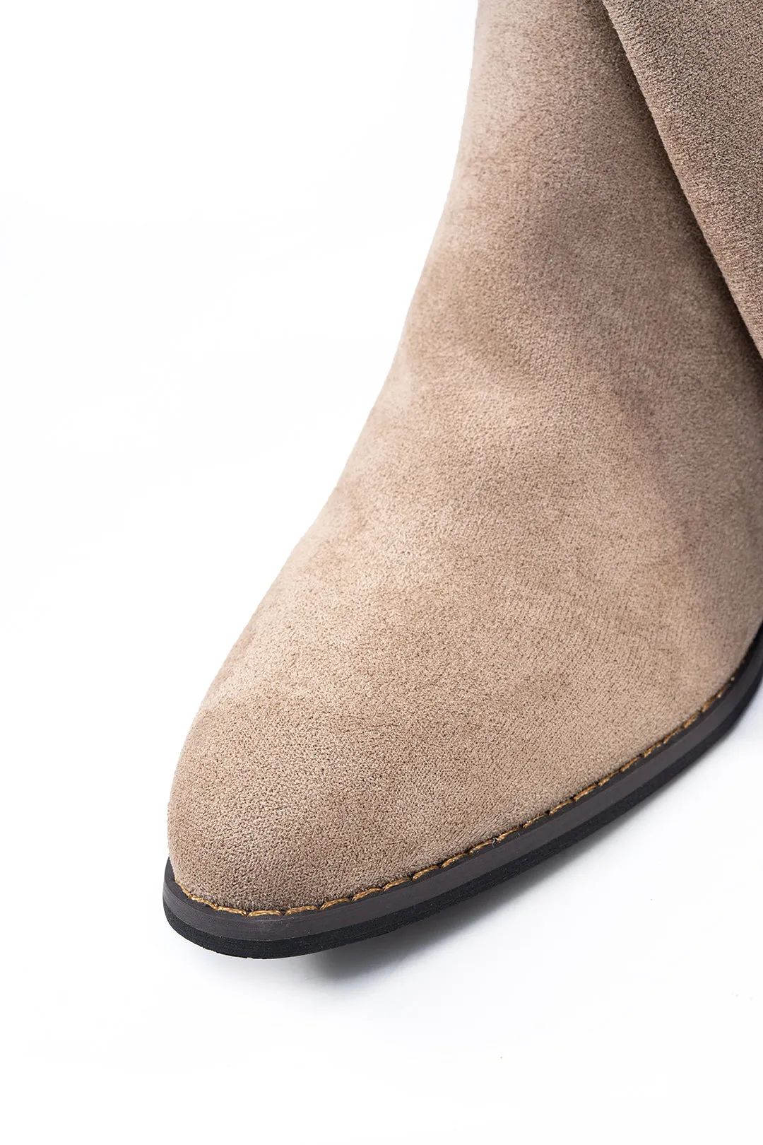 Suede Metallic Button Pointed Mid Calf Boots sold by Micas product image thumbnail 3