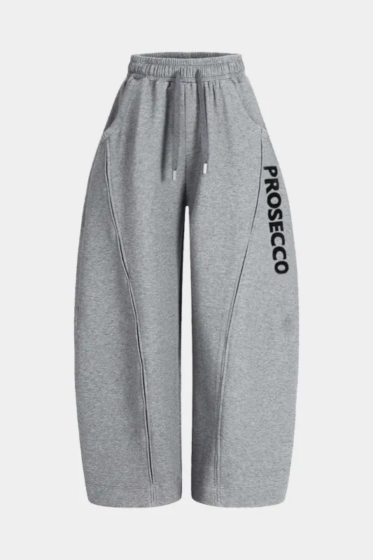 Letter Print Stitching Detail Trousers sold by Micas