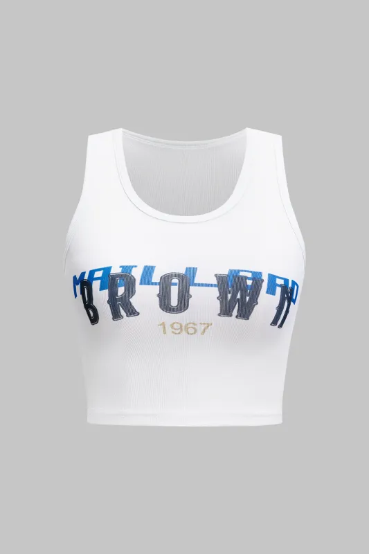 Letter Print Sleeveless Tank Top sold by Micas