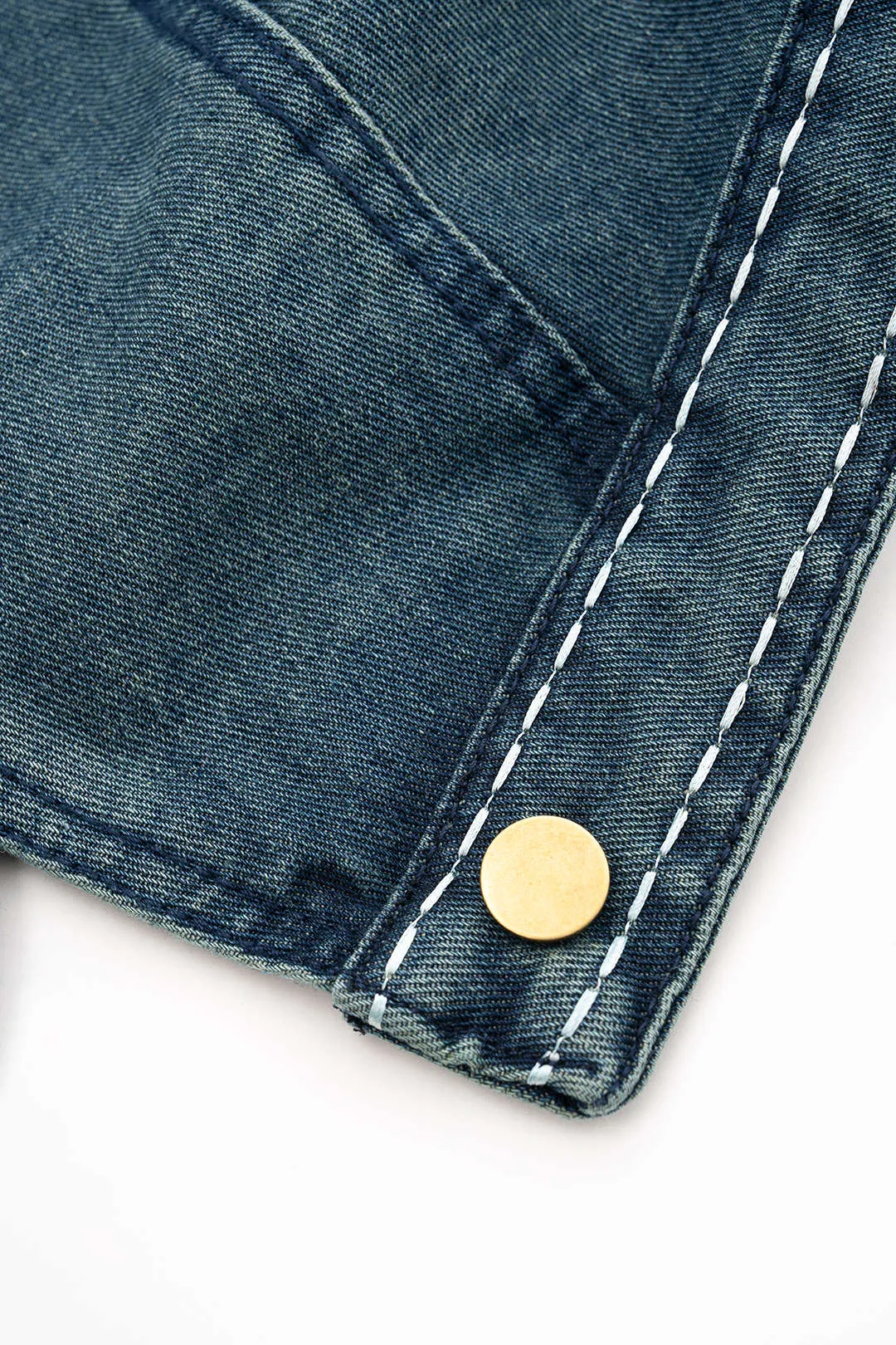 Denim v-hals ærmeløs metallisk knapvest sold by Micas product image thumbnail 3