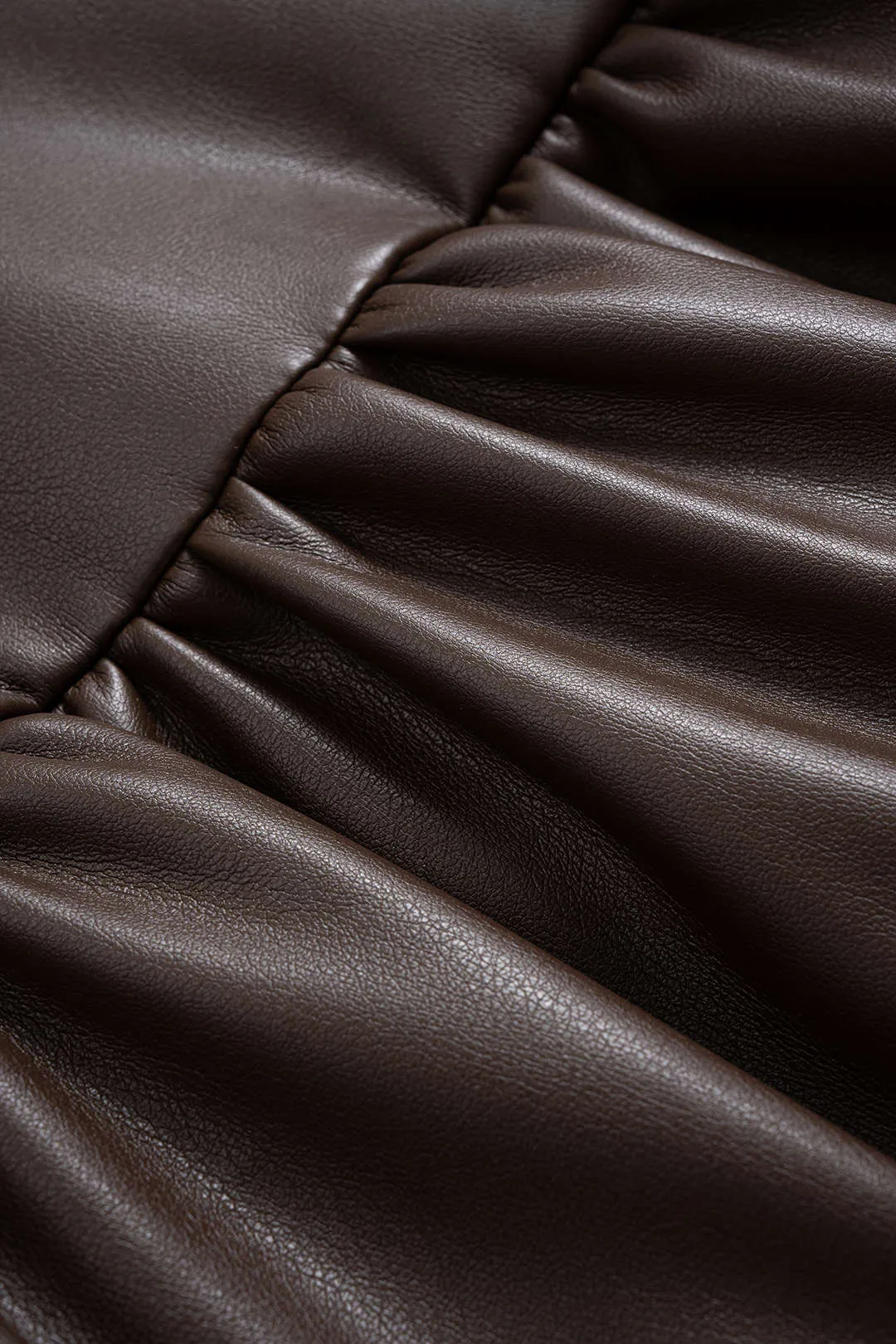 Faux Leather Mock Neck Metallic Button Ruched Jacket sold by Micas product image thumbnail 5