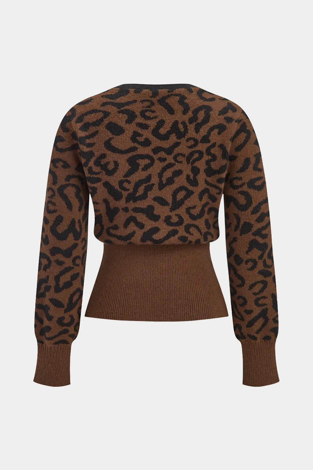 Leopard Print V-Neck Sweater Cardigan sold by Micas product image thumbnail 2