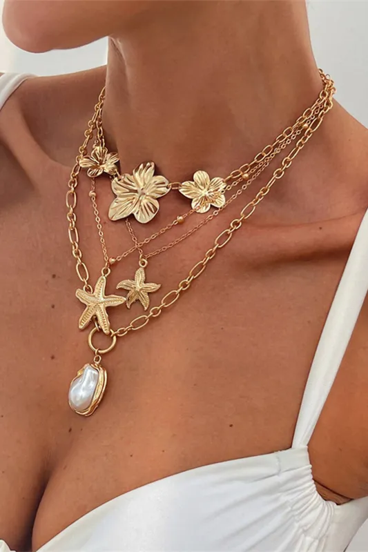 Alloy Multi-Layer Shell Necklace sold by Micas