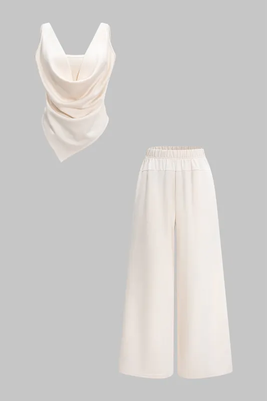 Cowl Neck Cami Top And Wide Leg Trousers Set sold by Micas