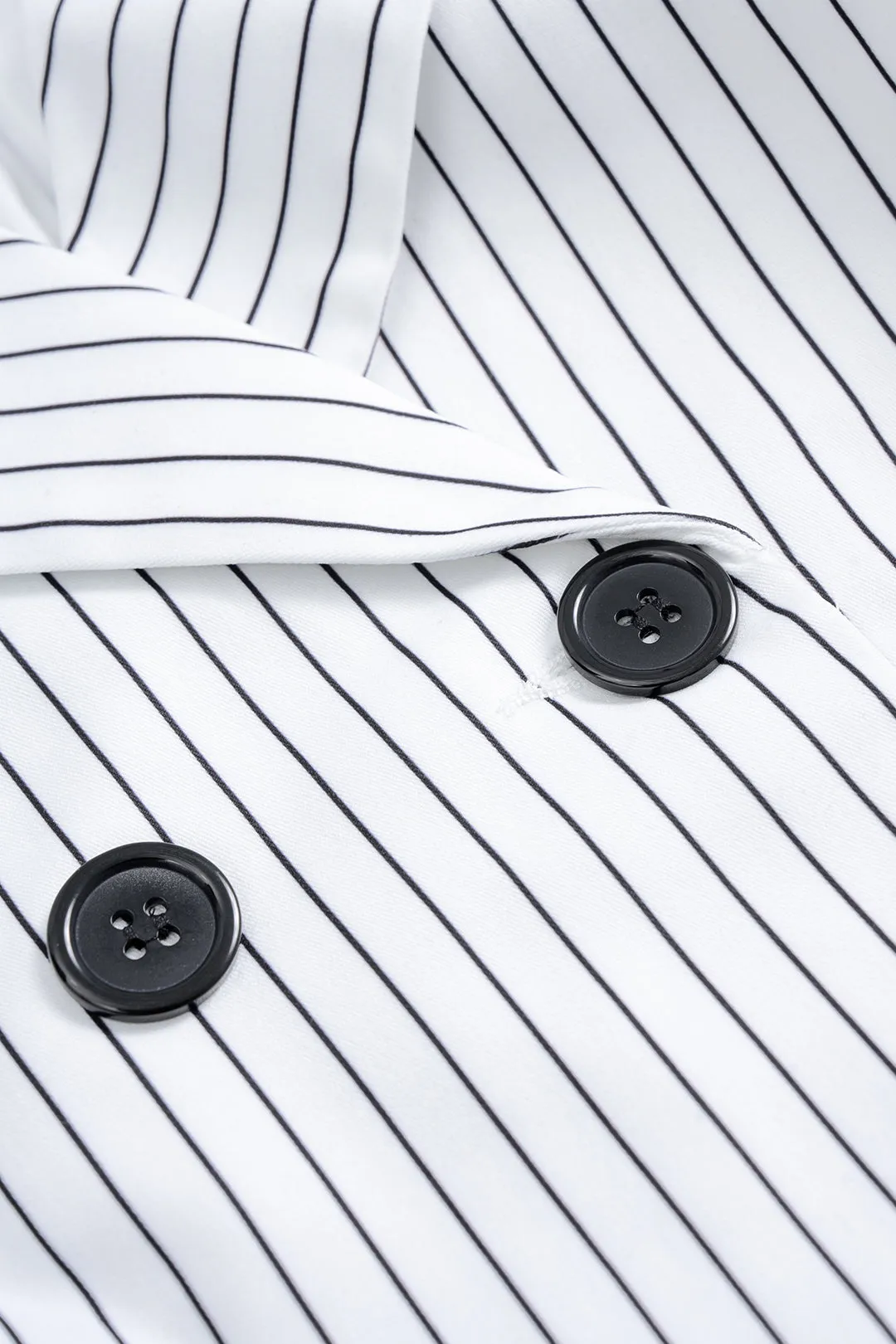 Stripes Print Notched Lapel Long-Sleeve Top And High Waist Skirt Set sold by Micas product image thumbnail 3