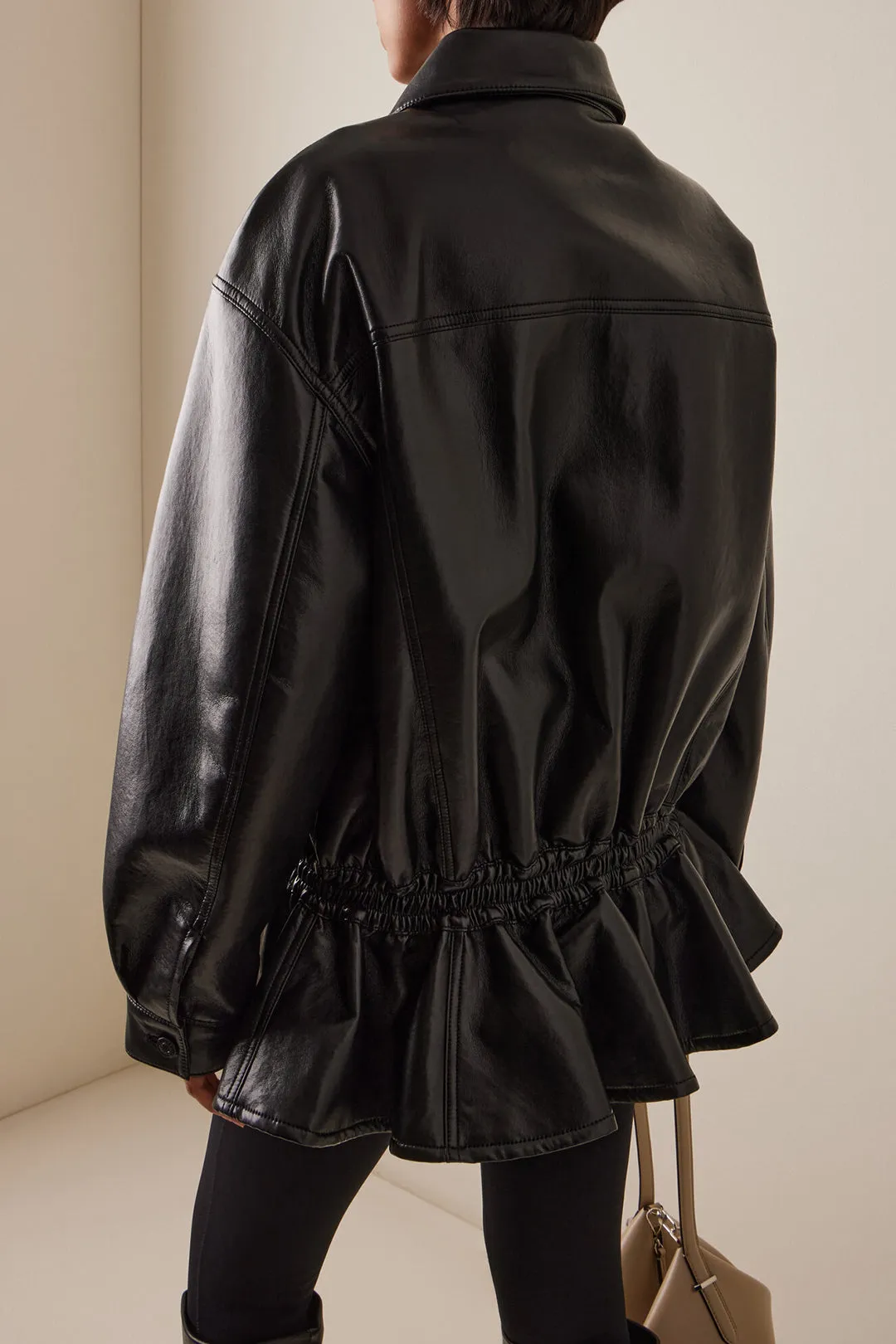 Faux Leather Pocket Ruffle Jacket sold by Micas product image thumbnail 3