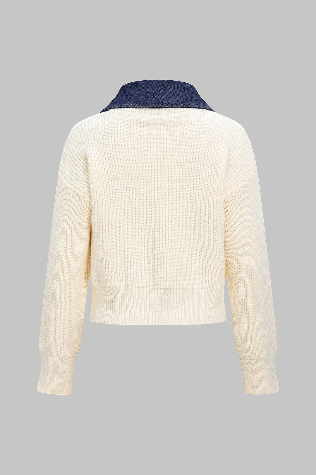 Knit Patchwork Zipper Cardigan sold by Micas product image thumbnail 2