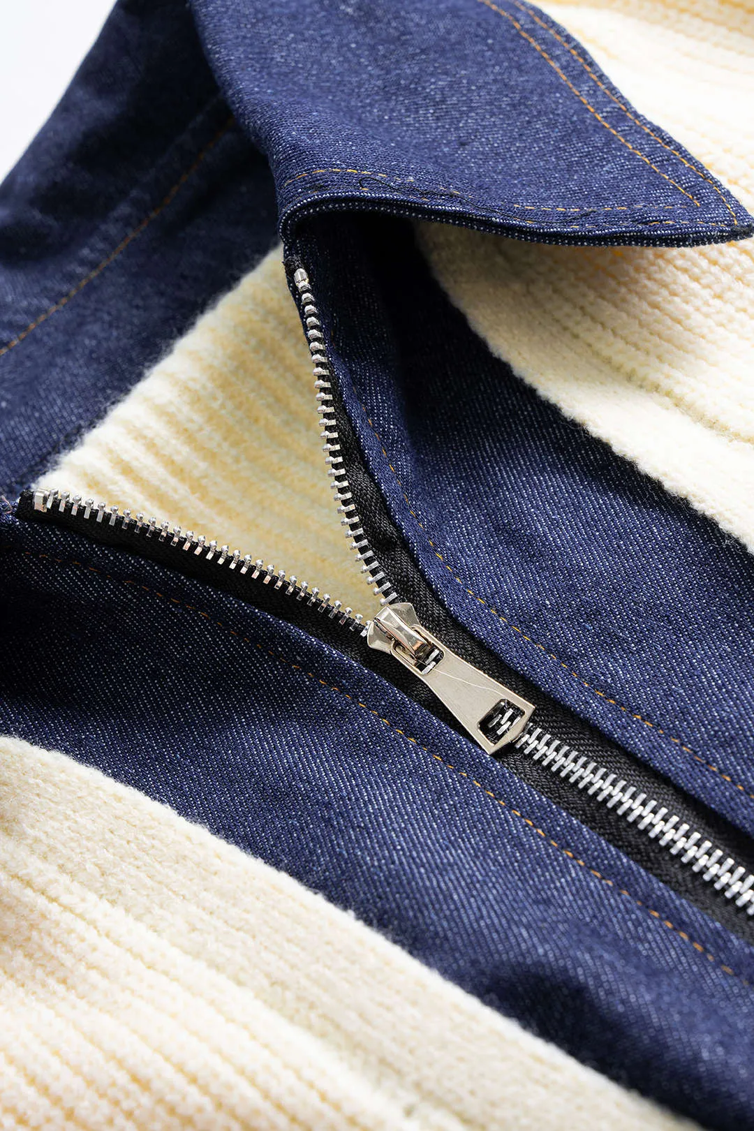 Knit Patchwork Zipper Cardigan sold by Micas product image thumbnail 3
