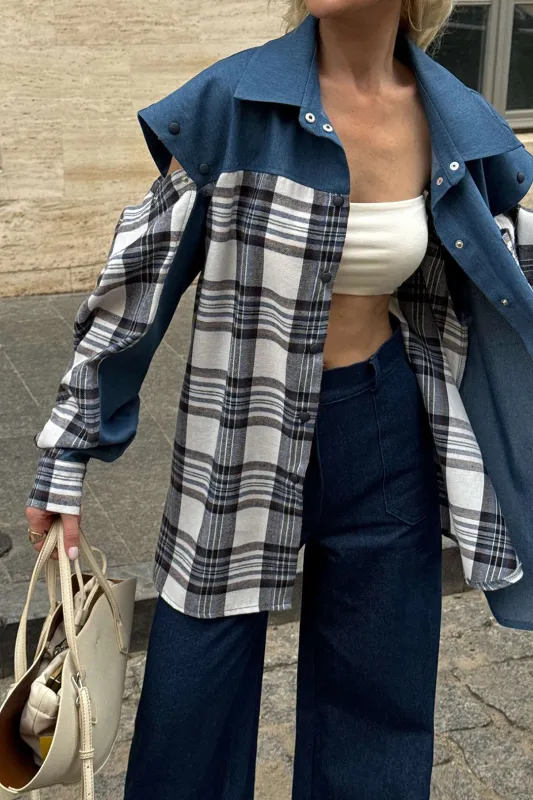 Denim Button Patchwork Cut Out Outerwear sold by Micas