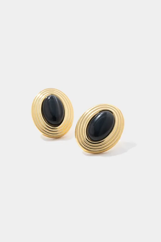 Metallic Stone Geometric Earrings sold by Micas