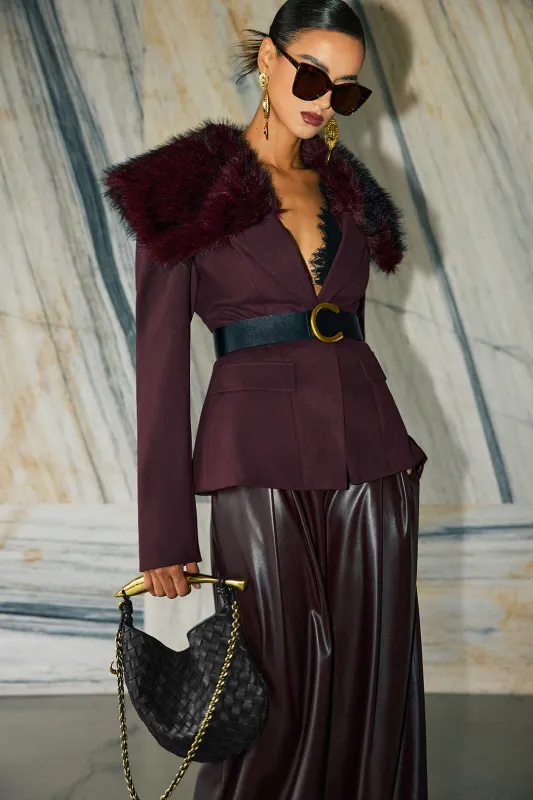 Suede Patchwork Fur Blazer sold by Micas