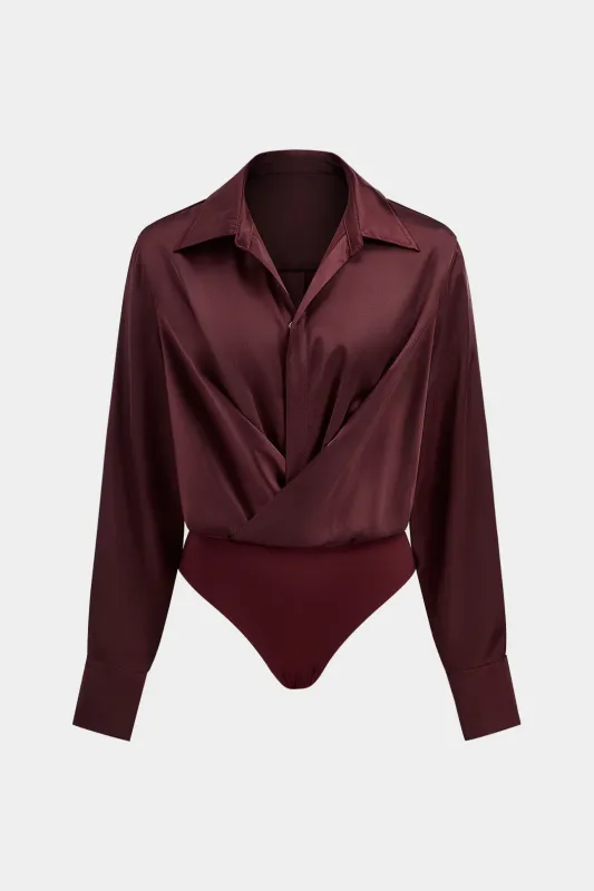 Satin Button Long Sleeve Bodysuit sold by Micas