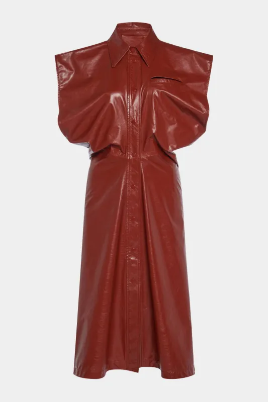 Faux Leather Ruched Short-Sleeve Maxi Dress sold by Micas