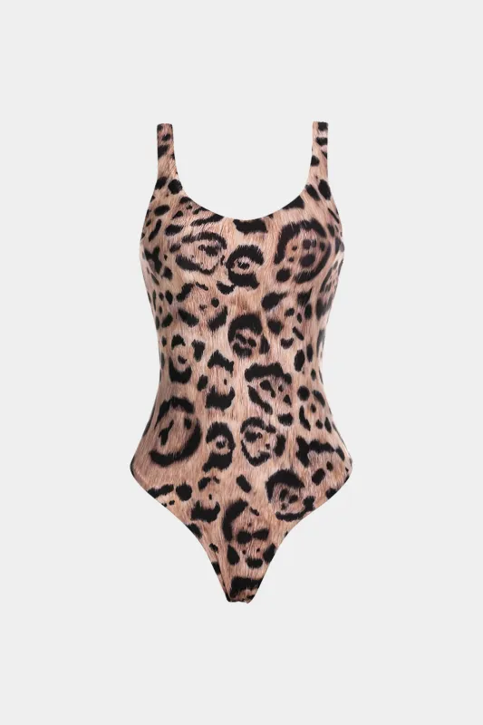 Leopard Print Backless Sleeveless Bodysuit sold by Micas