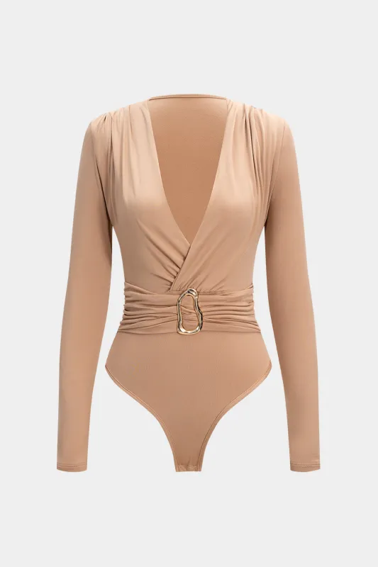 V-Neck Ruched Long Sleeve Bodysuit sold by Micas