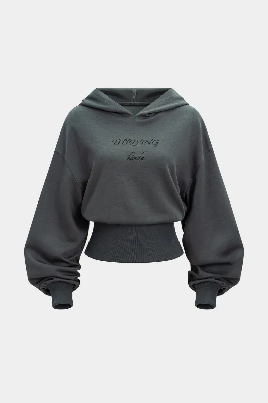 Letter Embroidery Long-Sleeve Hoodie sold by Micas