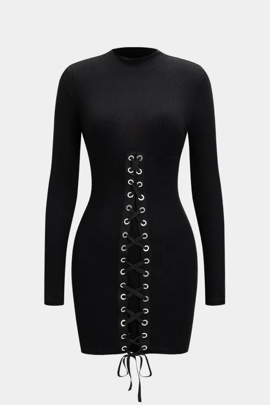 Tie-Up Long Sleeve Mini Dress sold by Micas