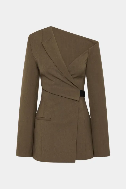 Notched Lapel Asymmetrical Long Sleeve Mini Dress sold by Micas