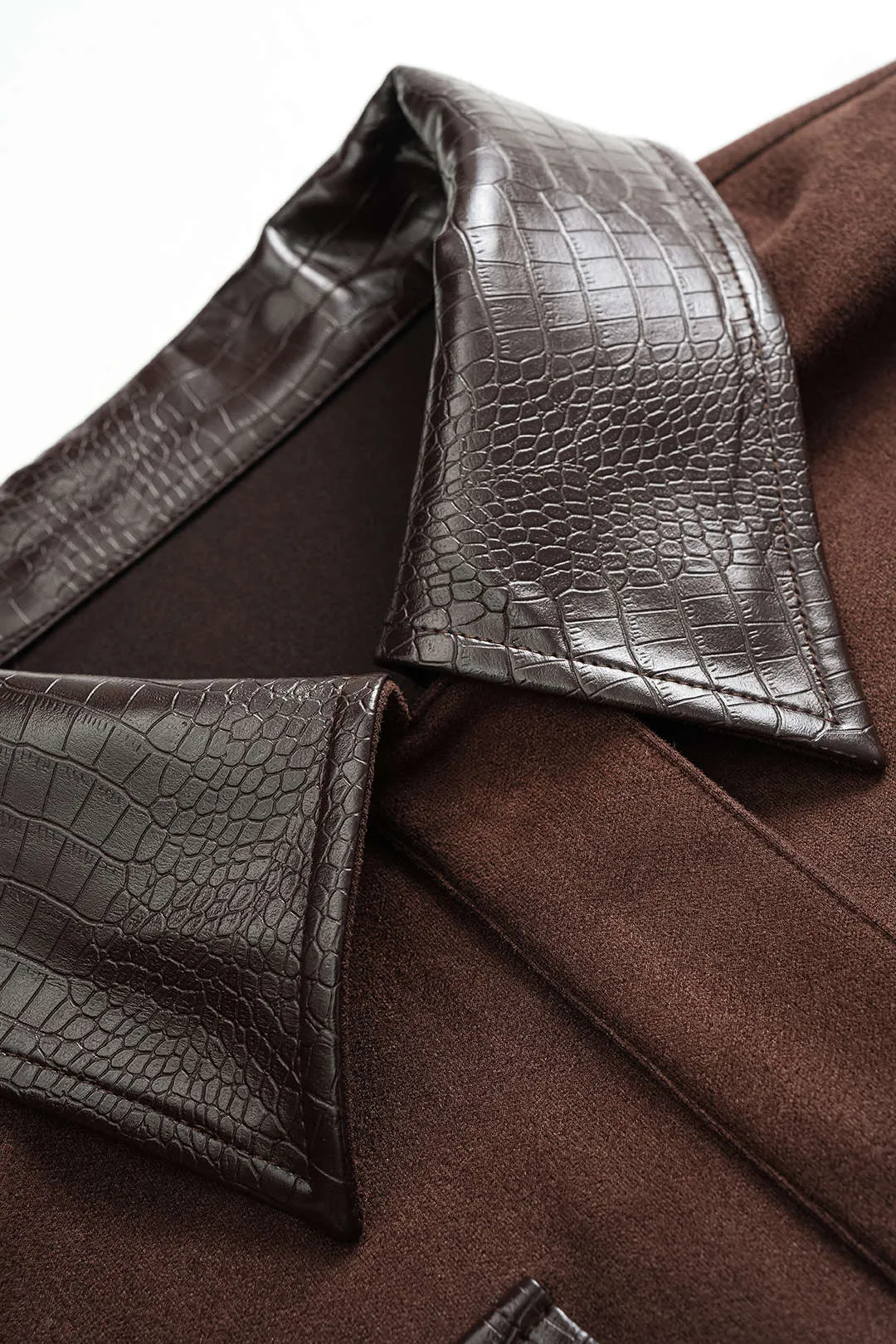 Faux Leather Patchwork Belted Jacket sold by Micas product image thumbnail 3