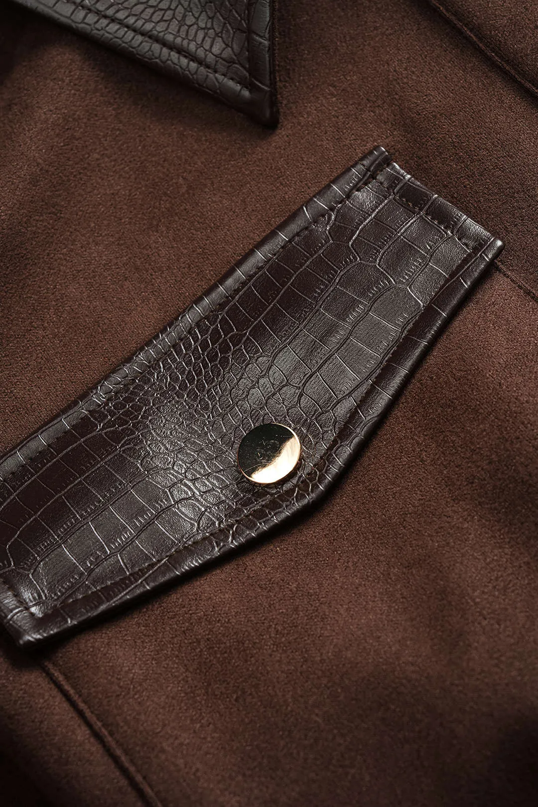 Faux Leather Patchwork Belted Jacket sold by Micas product image thumbnail 4