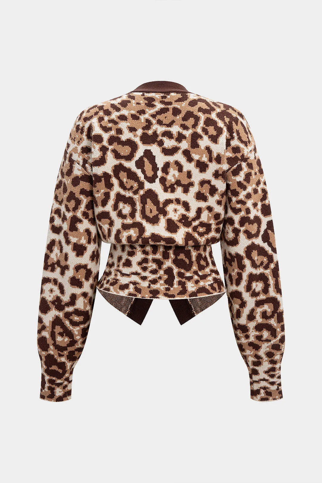 Leopard Print V-Neck Sweater Cardigan sold by Micas product image thumbnail 3