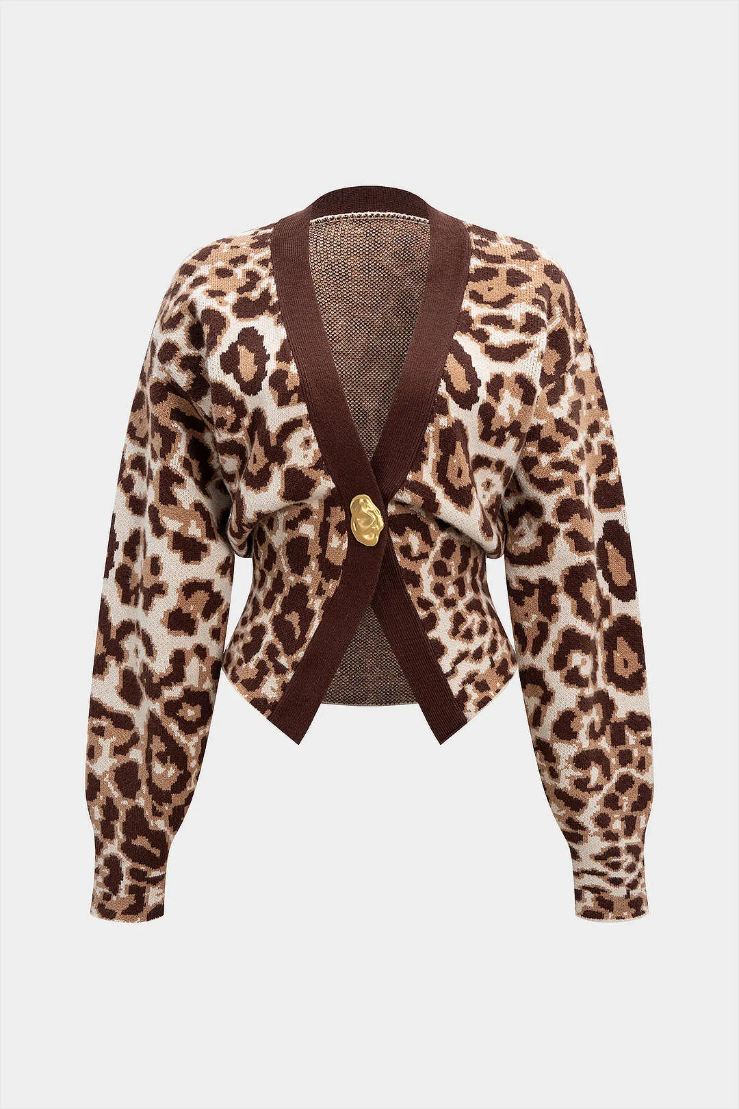 Leopard Print V-Neck Sweater Cardigan sold by Micas product image thumbnail 2