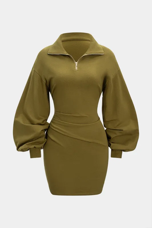 Ruched Puff Long Sleeve Mini Dress sold by Micas