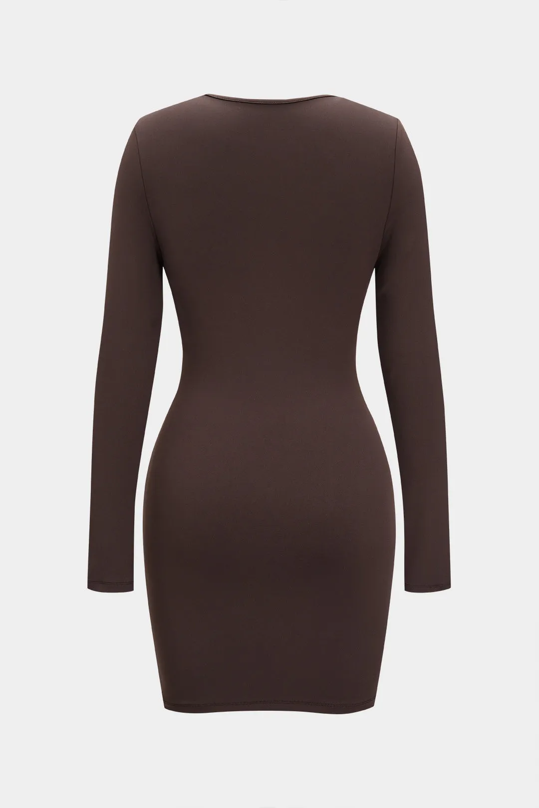 Faux Leather Patchwork V-Neck Long Sleeve Mini Dress sold by Micas product image thumbnail 2