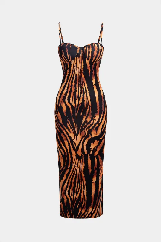 Tiger Print Sleeveless Maxi Dress sold by Micas