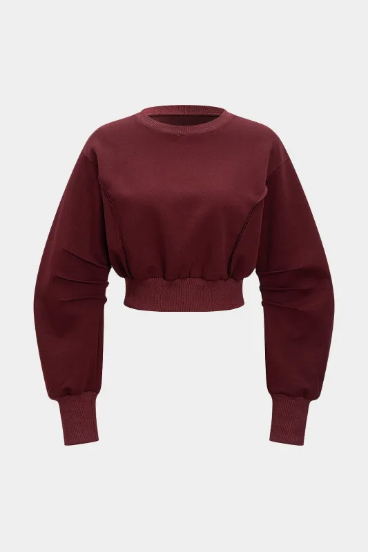 Solid Ruched Sweatshirt sold by Micas