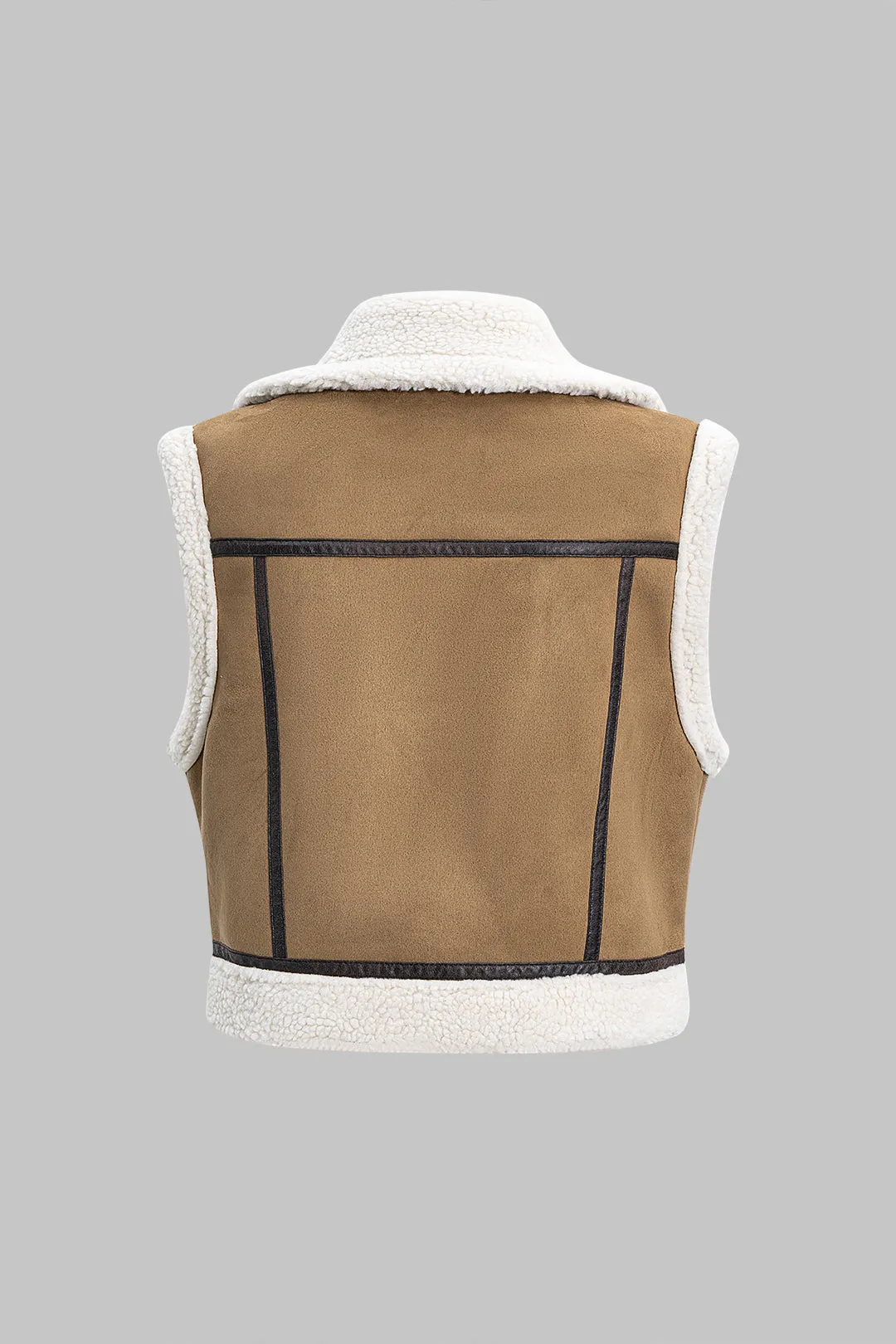 Suede Patchwork Zipper Tank Vest sold by Micas product image thumbnail 2