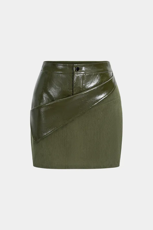 Faux Leather Patchwork Skirt sold by Micas