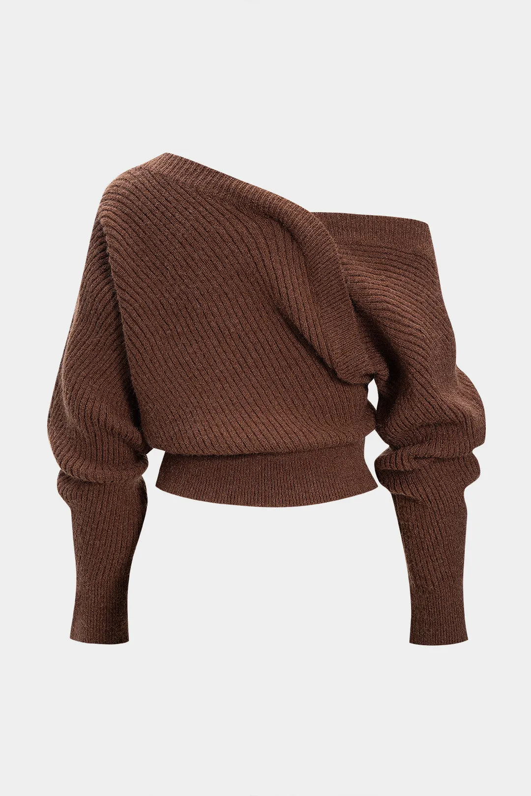 Knit Asymmetrical Ribbed Long-Sleeve Top sold by Micas product image thumbnail 2