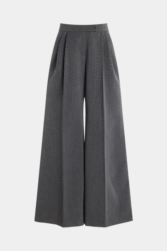 Diamond Print Rhinestone Pocket Wide Leg Trousers sold by Micas