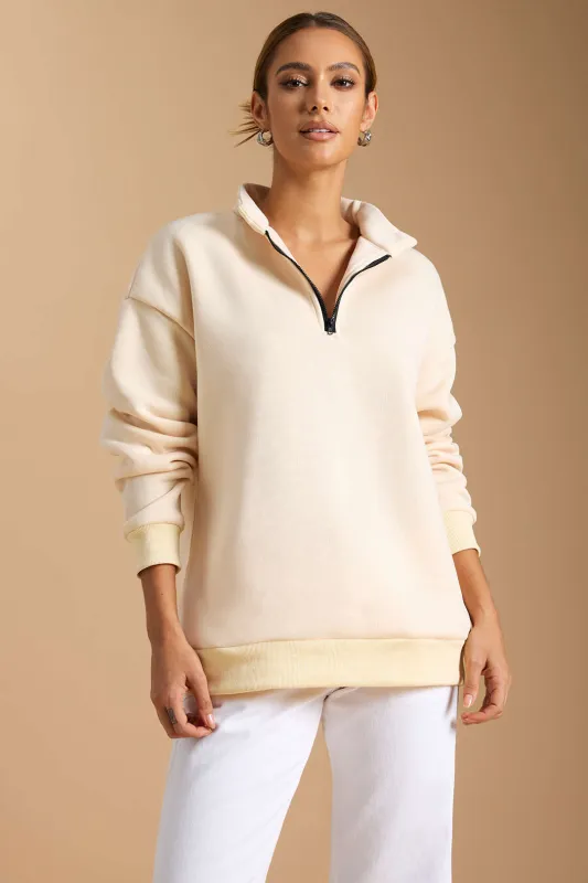 Zipper Long Sleeve Sweatshirt sold by Micas