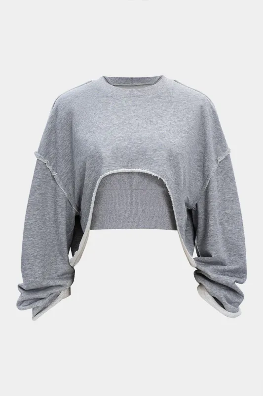 Solid Waist-Cinching Sweatshirt sold by Micas