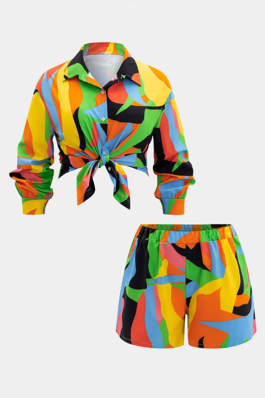 Plus størrelse tropisk skjorte og shorts sætter sold by Micas