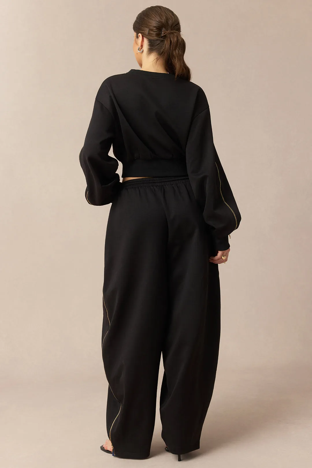 Denim Print Shirred Waistband Drawstring Wide Leg Pants sold by Micas product image thumbnail 3