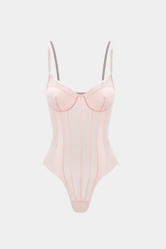 Mesh Backless Sheer Patchwork Sleeveless Bodysuit sold by Micas