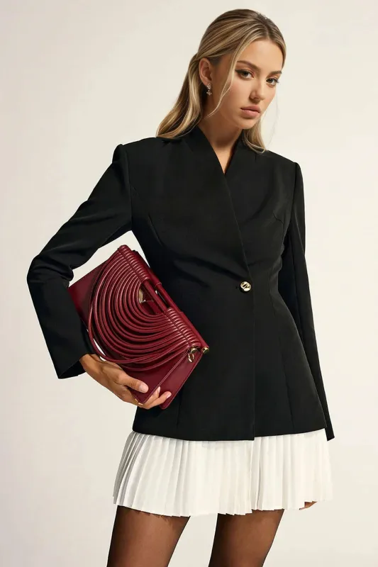 Contrast Pleated Long Sleeve Mini Dress sold by Micas