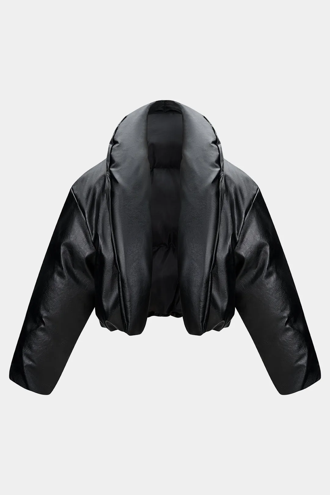 Faux Leather Stand Collar Puffer sold by Micas