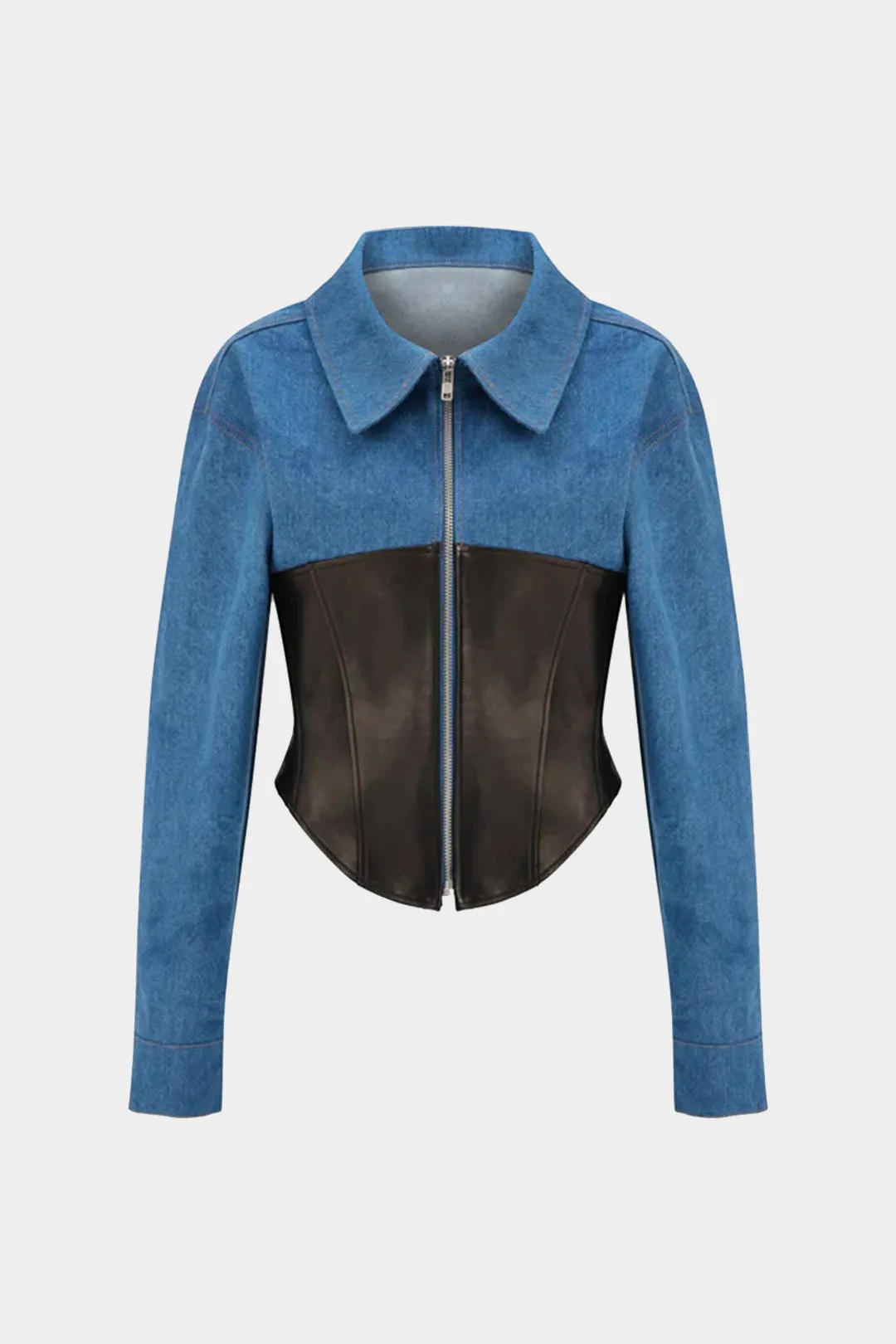 Faux Leather Patchwork Jacket sold by Micas