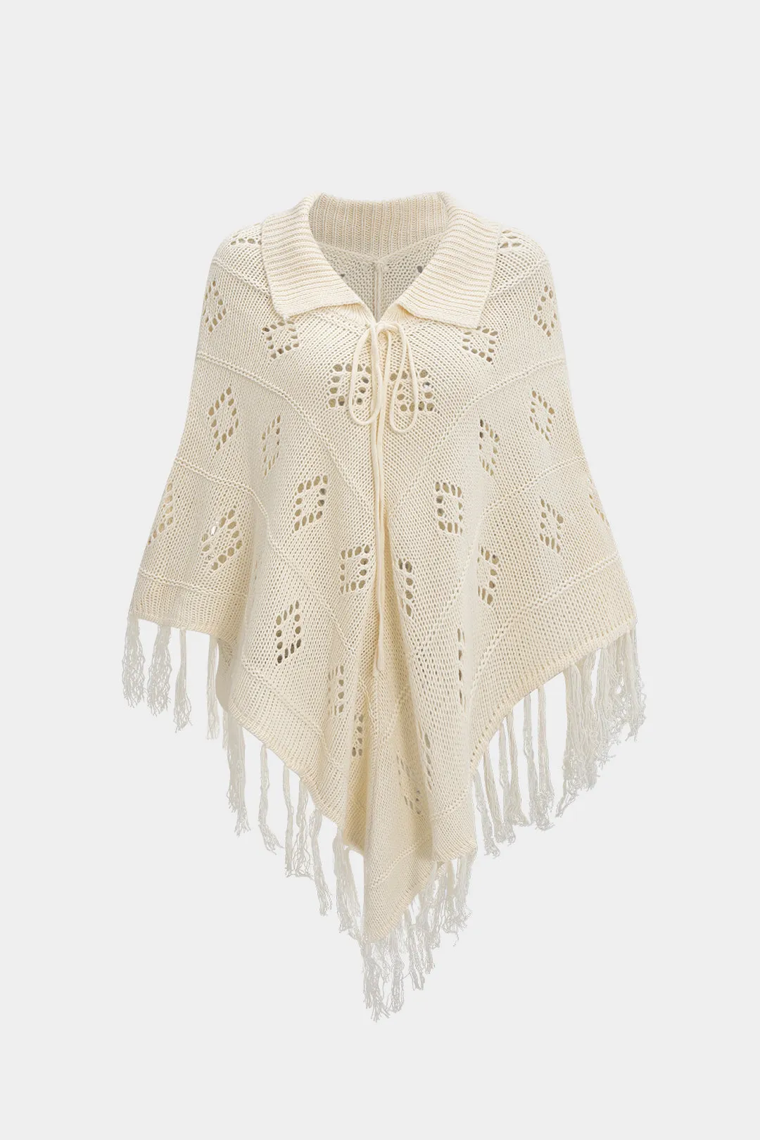 Knit Draped Fringe Cardigan sold by Micas