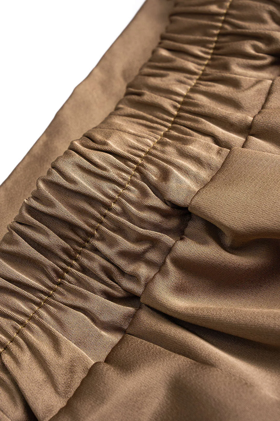 Satin Tie-Up Crossed Long-Sleeve Top And Shirred Waistband Skirt Set sold by Micas product image thumbnail 3