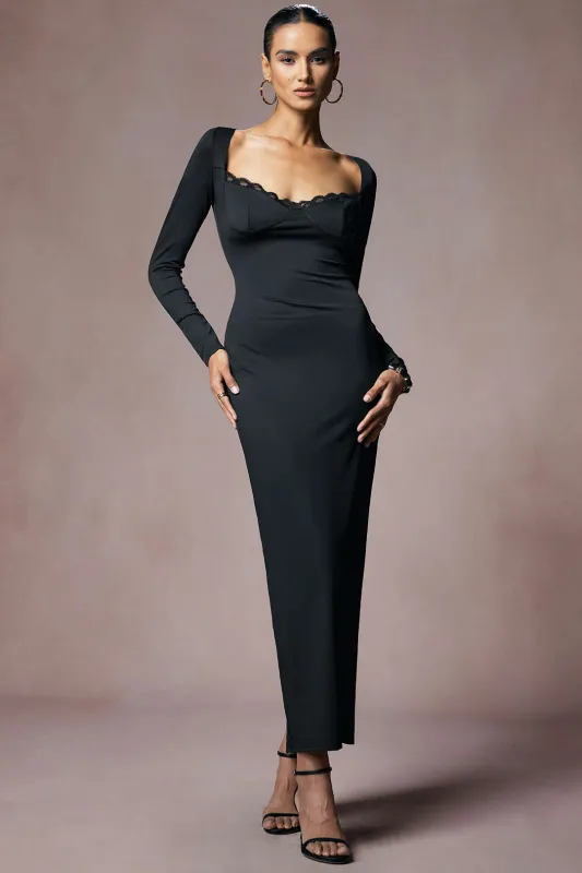 Lace Trim High Waist Strappy Backless  Maxi Dress sold by Micas
