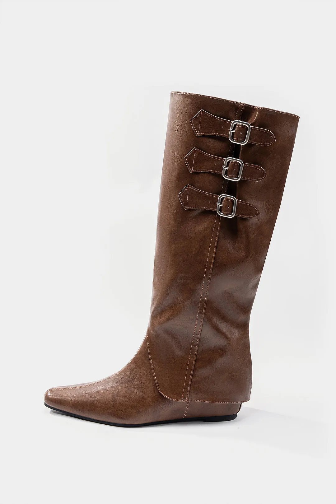 Leather Buckle Pointed Knee High Boots sold by Micas product image thumbnail 2
